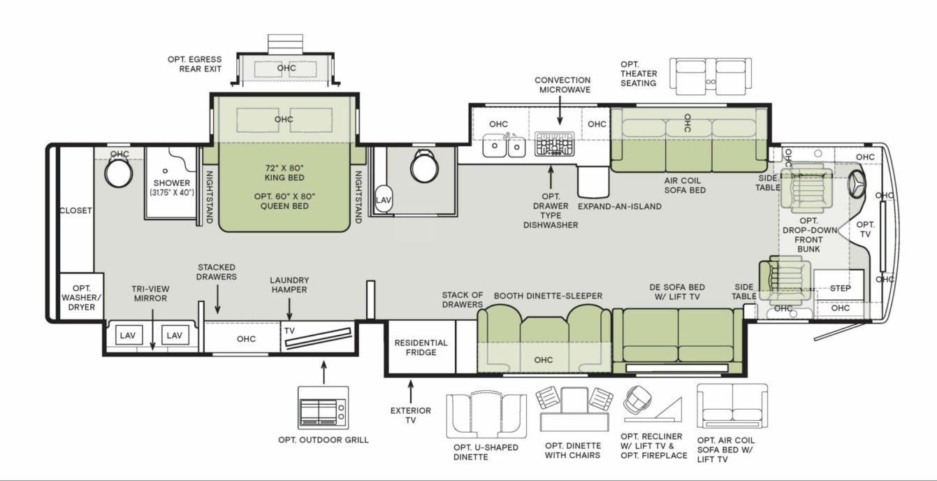 2024 Tiffin Motorhomes Phaeton 40IH Floorplan Image